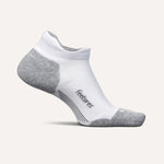 Feetures Elite Max Cushion Tab ankle sock in white with gray reinforced areas