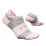 Feetures pink and gray striped no-show athletic socks with cushioned sole