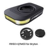 Ravemen FR160 black bike headlight with yellow LED strip and mounting accessories