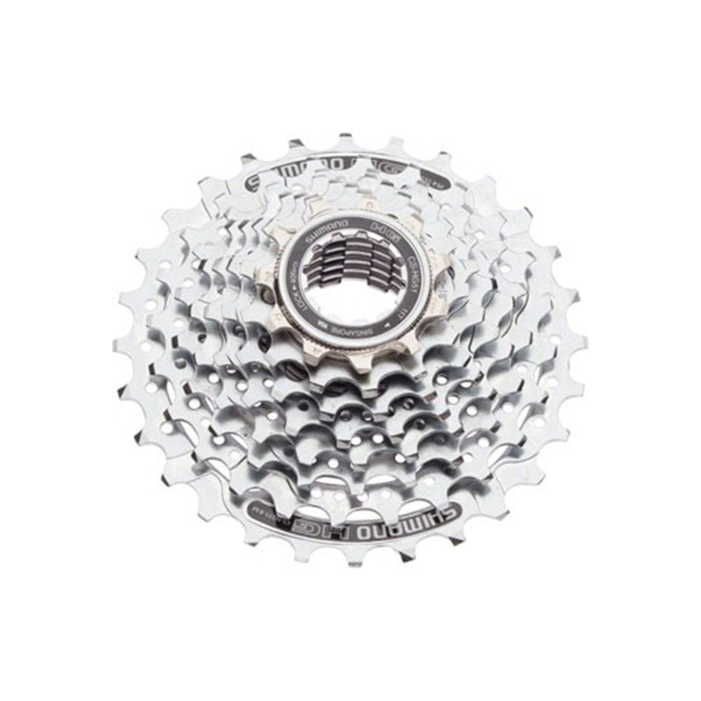 Shimano CS-HG51-8 8-speed cassette sprocket set in silver chrome finish