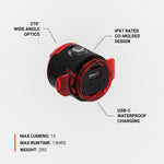Lezyne Femto USB-C rear bike light with IPX7 rating and wide angle optics