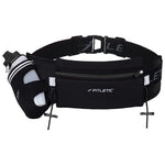 Fitletic Fully Loaded running belt in black with water bottle holder and zipper pouch