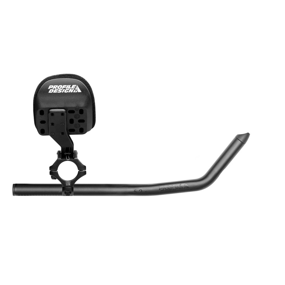 Profile Design black aerobar with adjustable armrest and aerodynamic handlebar extension