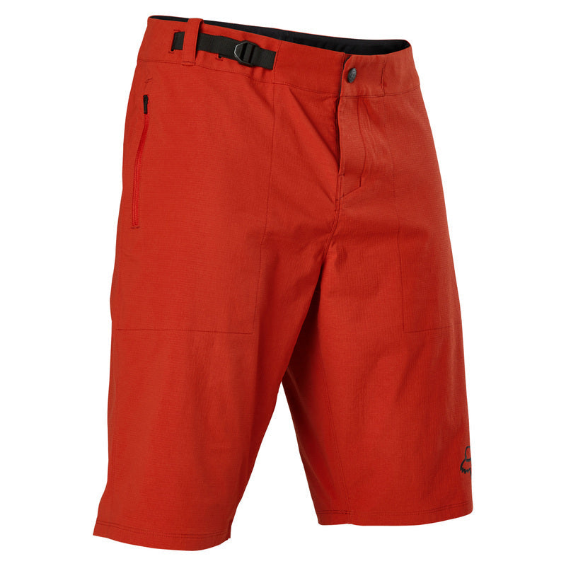 Fox Racing Ranger MTB shorts with liner in red clay color with belt