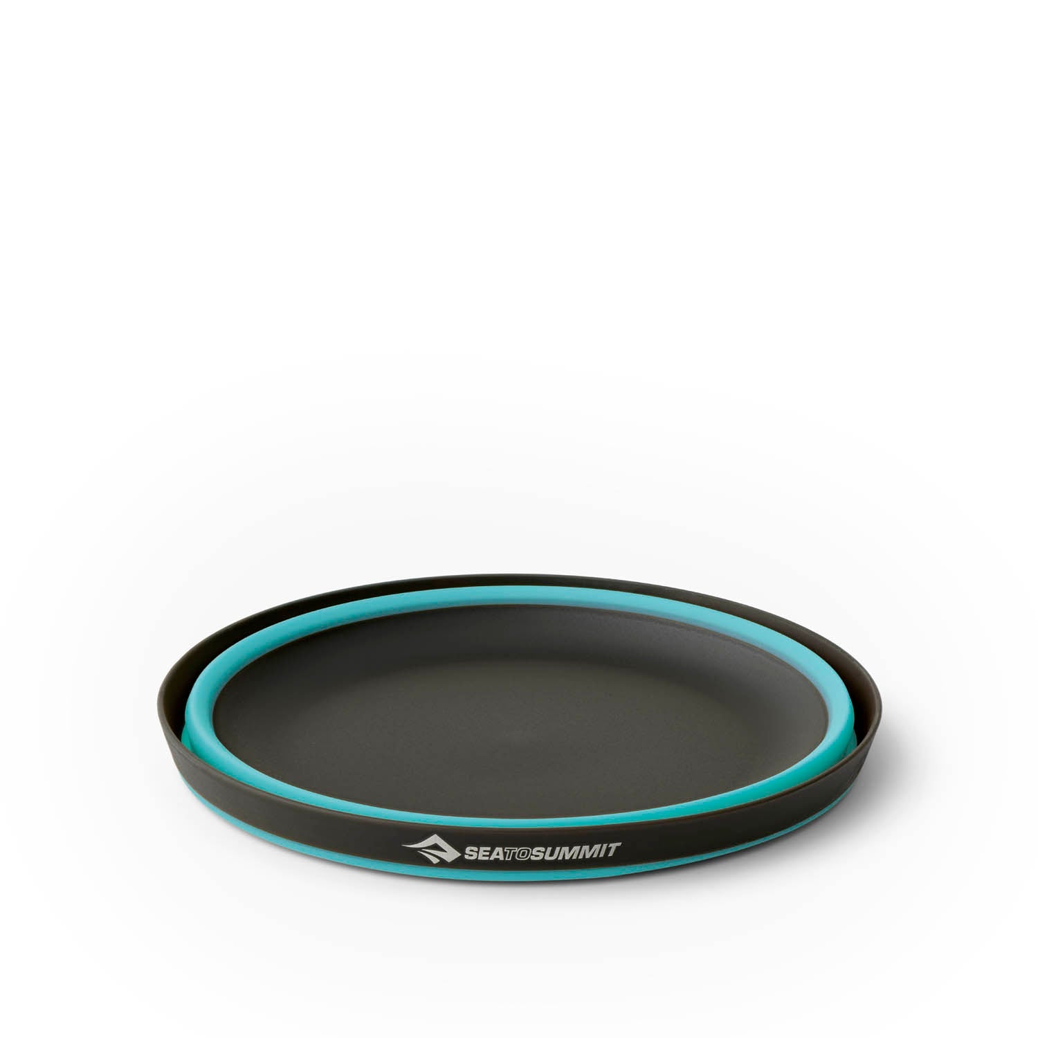 Sea To Summit Frontier UL Collapsible Bowl in dark gray with aqua blue rim