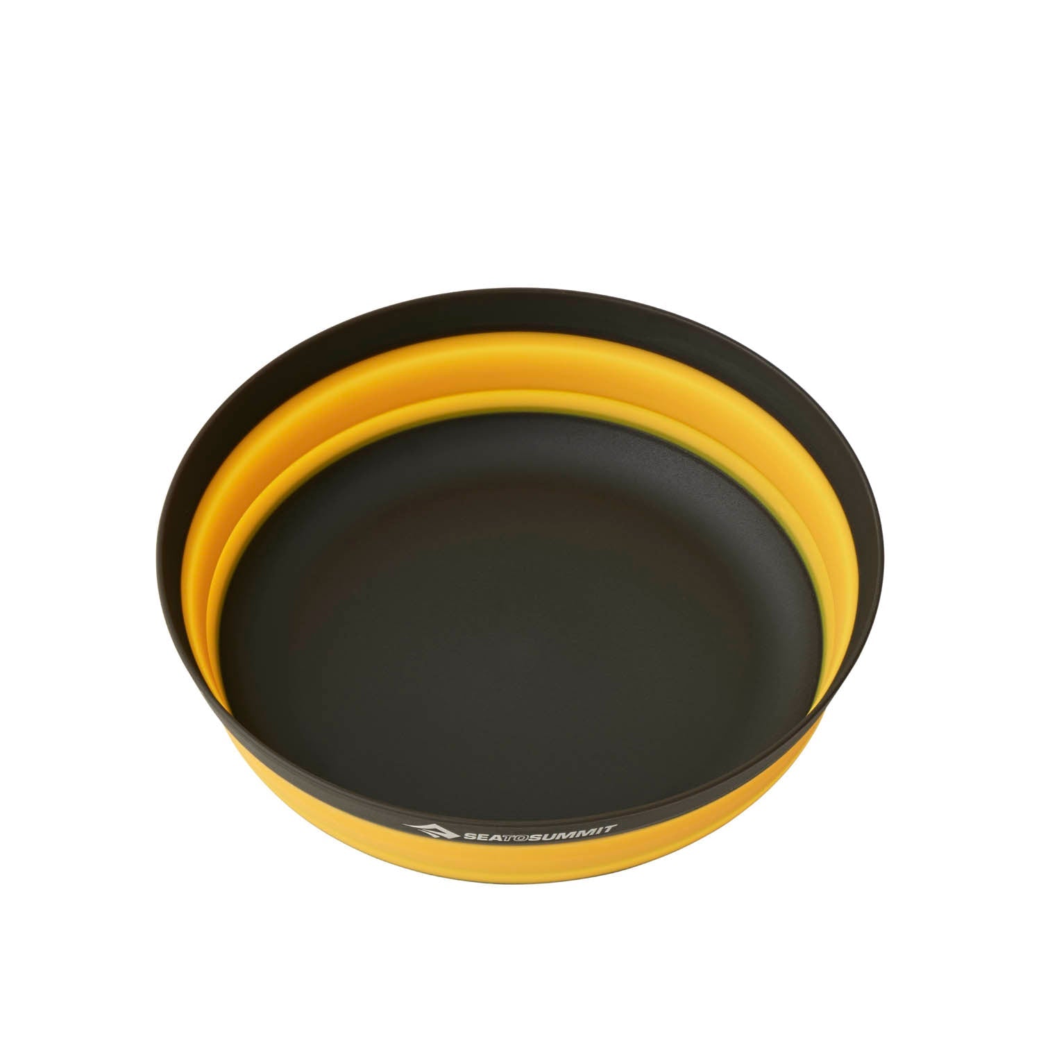 Sea To Summit collapsible yellow bowl with black interior showing nesting design