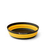 Sea To Summit collapsible yellow bowl with black rim on white background