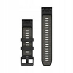 Garmin QuickFit 22 watch bands in black silicone with gray interior and perforations