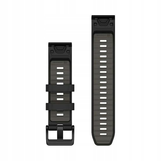 Garmin QuickFit 22 watch bands in black silicone with gray interior and perforations