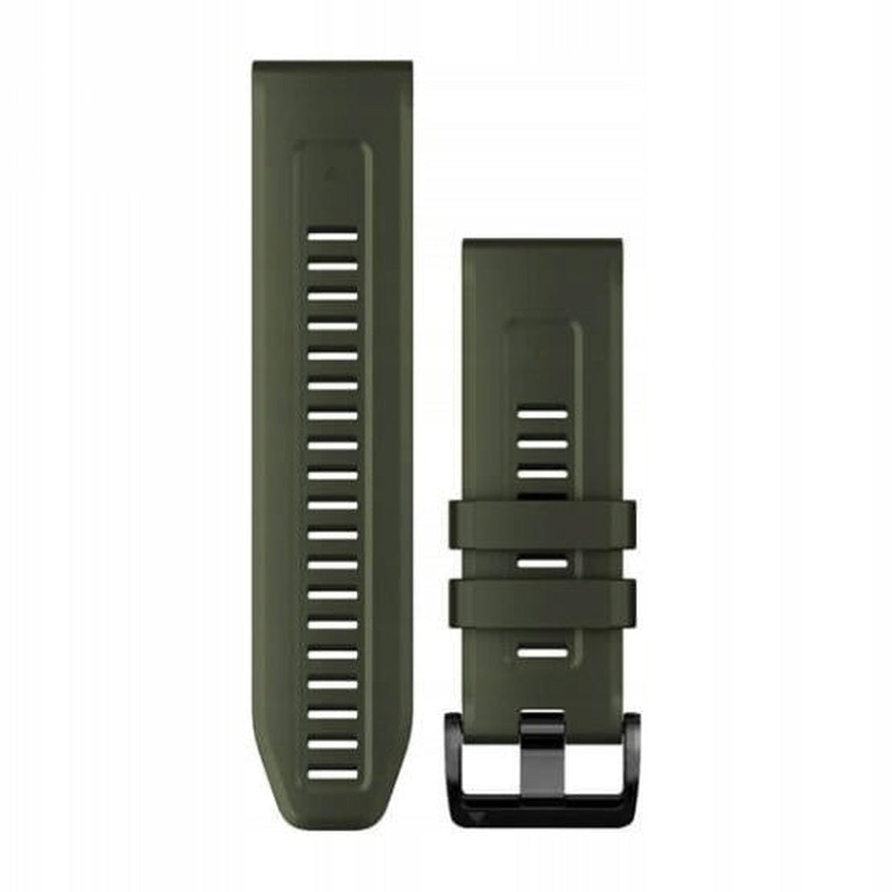 Garmin QuickFit 26mm moss green silicone watch band with black buckle