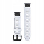 Garmin QuickFit 20mm whitestone silicone watch bands with black buckle hardware
