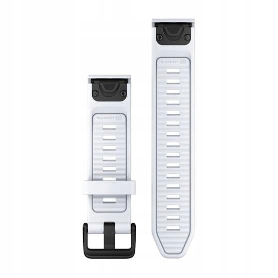 Garmin QuickFit 20mm whitestone silicone watch bands with black buckle hardware