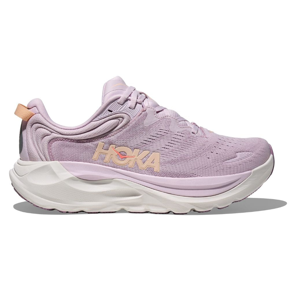 HOKA Gaviota 6 women's running shoe in lilac cream colorway on white background