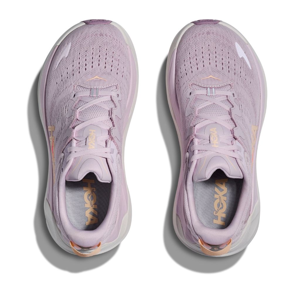 Hoka Gaviota 6 women's running shoes in lilac cream colorway, top view