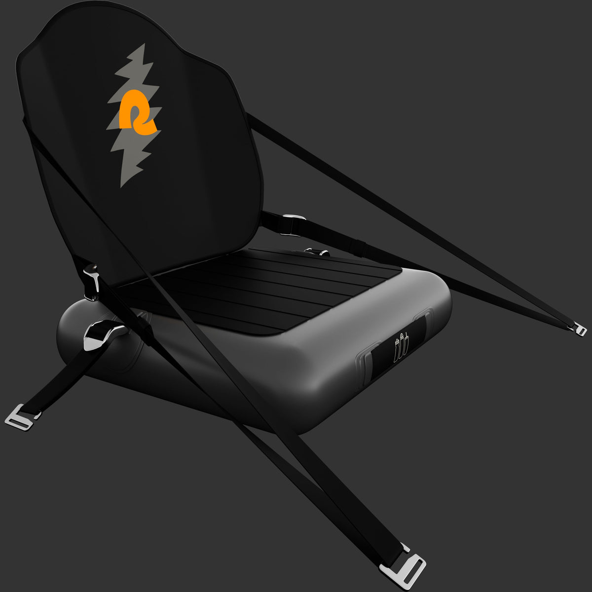 Retrospec Weekender Plus kayak seat attachment in black and gray with orange logo