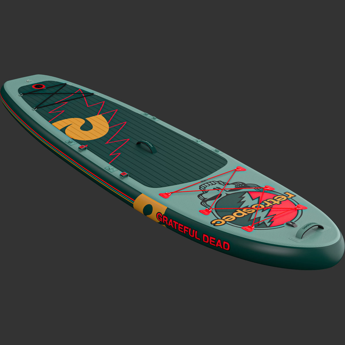 Retrospec Weekender Plus inflatable stand-up paddle board kayak hybrid in Grateful Dead teal colorway