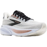 Brooks Ghost 17 women's running shoe in white with black and rose gold details