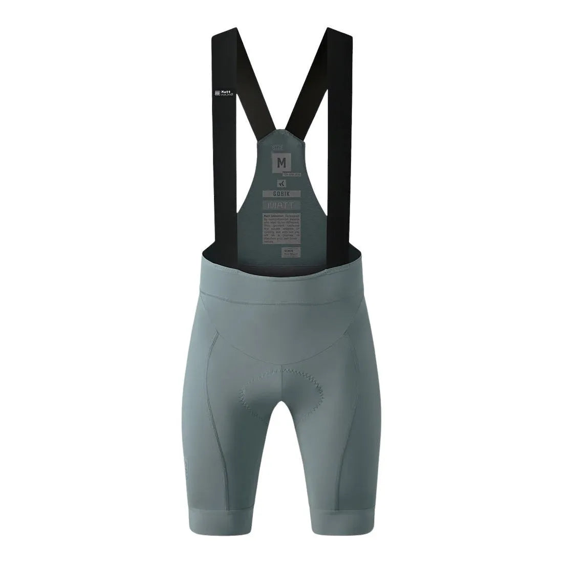 Gobik Matt 2.0 women's cycling bib shorts in sage green with black suspenders