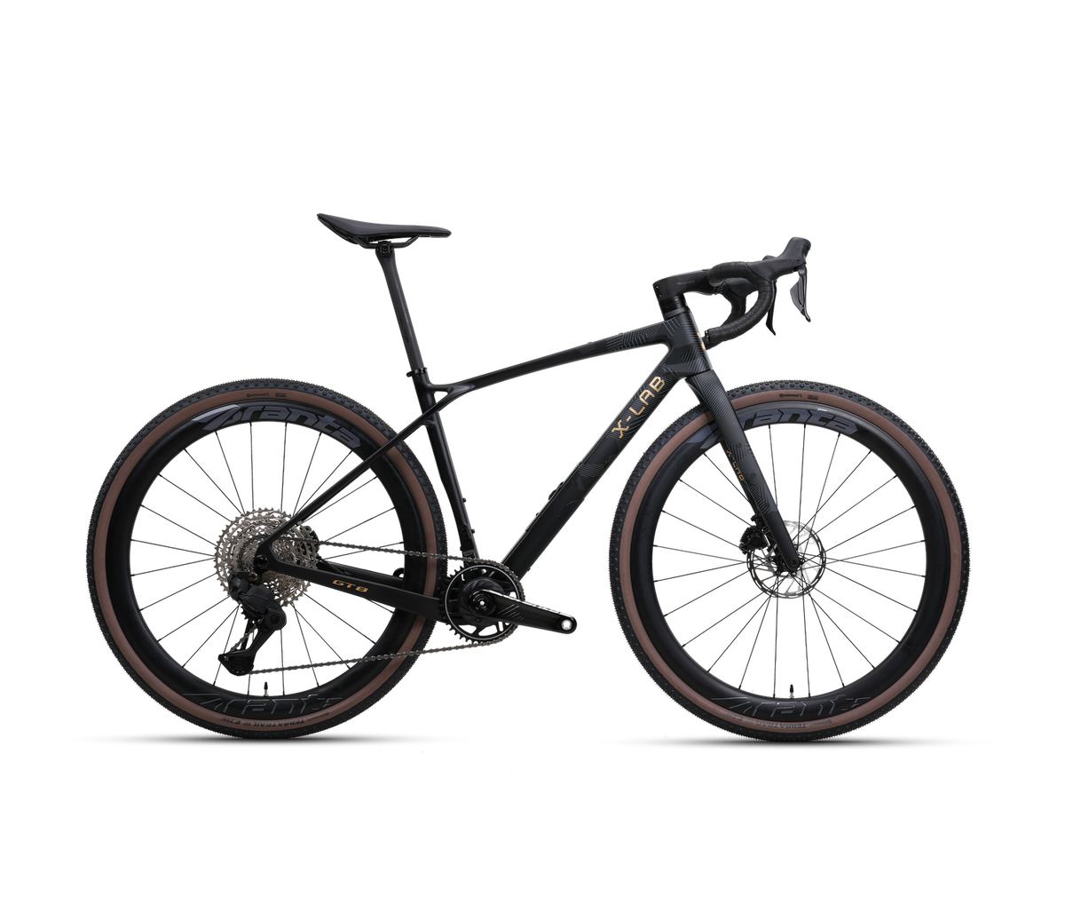 X-LAB GT8 gravel bike in Afterburner Black on white background, full side profile view