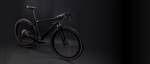 X-LAB GT8 gravel bike in Afterburner Black displayed on dark studio background, three-quarter view
