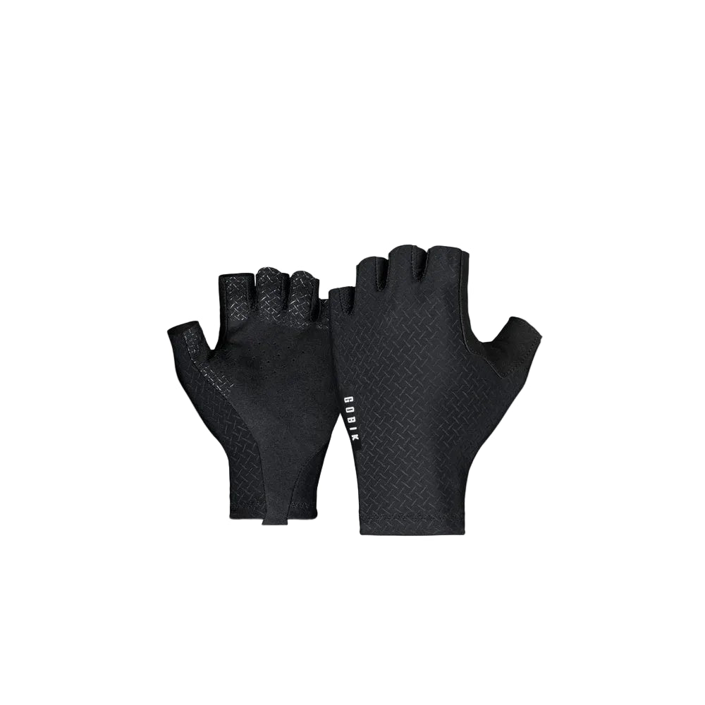 Gobik Black Mamba cycling gloves in black with fingerless design and textured grip
