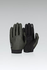 Gobik Lynx cycling gloves in army green showing palm and back grip patterns