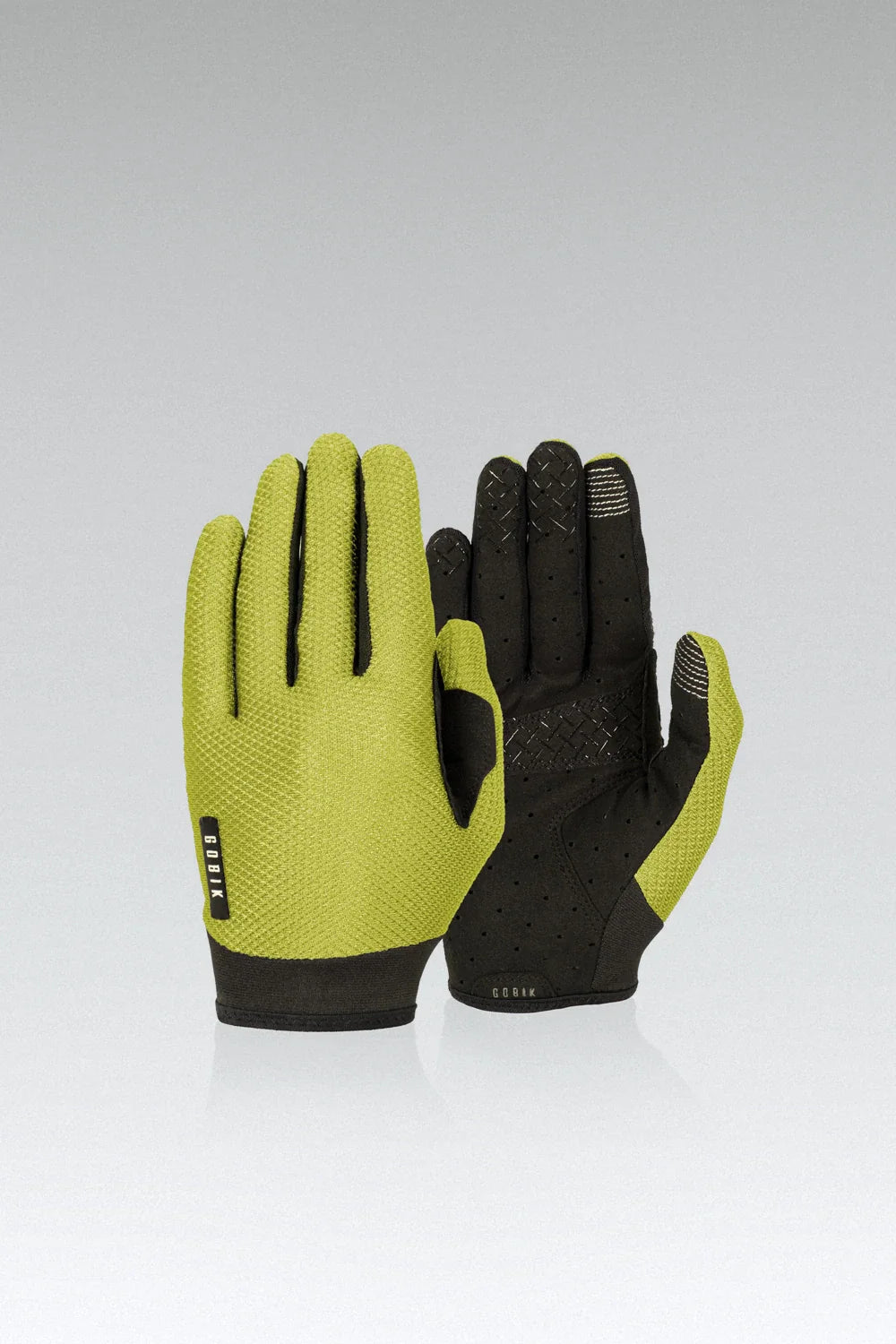 Gobik Lynx cycling gloves in citronell yellow-green with black palm and grip details