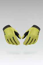 Gobik Lynx cycling gloves in citronell yellow-green with black fingertips and cuffs