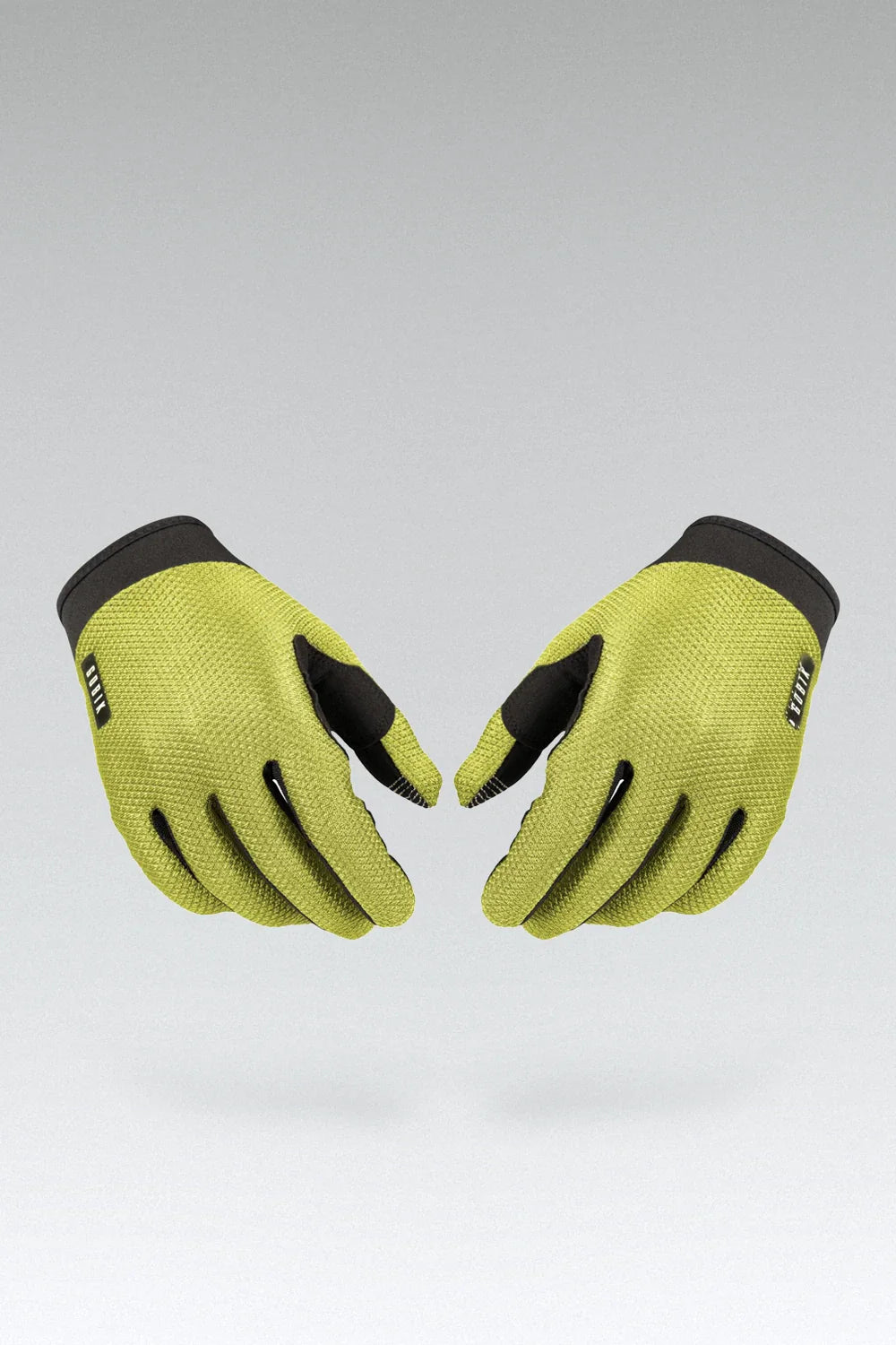 Gobik Lynx cycling gloves in citronell yellow-green with black fingertips and cuffs