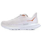 HOKA Mach 5 men's running shoe in white with orange swoosh and branding details