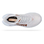 Top-down view of white Hoka Mach 5 running shoe with copper accents