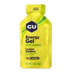 GU Energy Gel Lemon Sublime flavor dietary supplement in yellow packaging