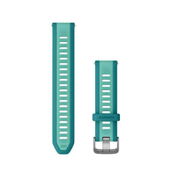 Garmin QuickFit 20mm silicone watch band in turquoise with perforated ventilation holes
