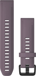 Garmin QuickFit 20mm purple silicone watch band with perforated design and quick-release mechanism