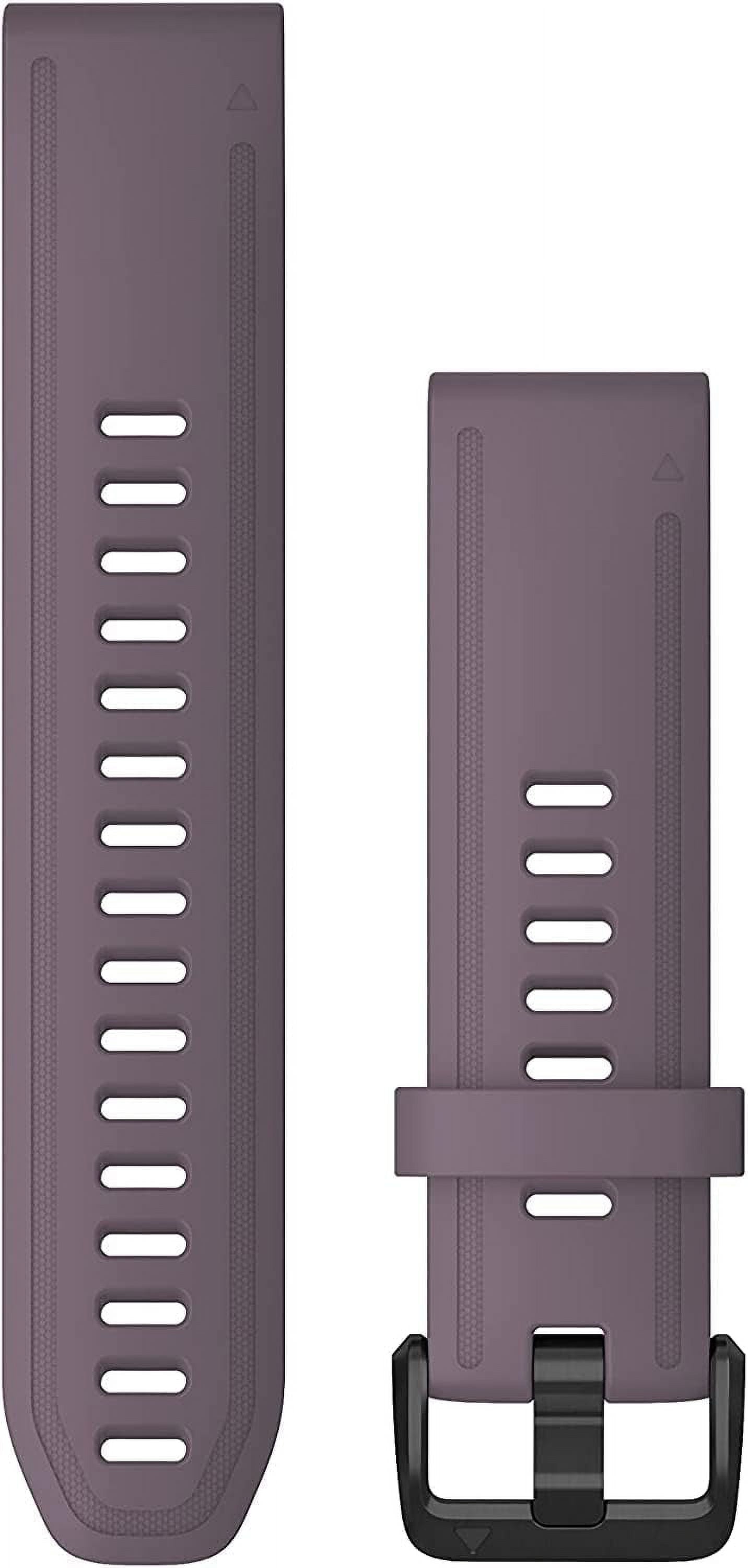 Garmin QuickFit 20mm purple silicone watch band with perforated design and quick-release mechanism