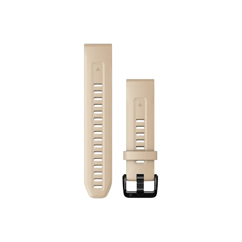 Garmin QuickFit 20 watch band in limestone beige silicone with black buckle