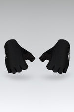 Black Gobik Mamba 2.0 cycling gloves with fingerless design on gray background