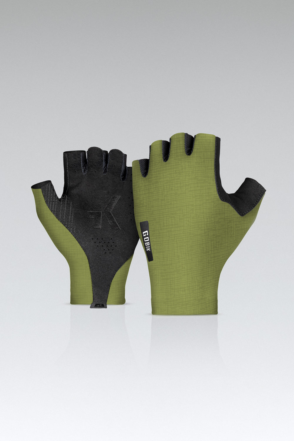 Gobik Black Mamba 2.0 fingerless cycling gloves in olive green with black palm
