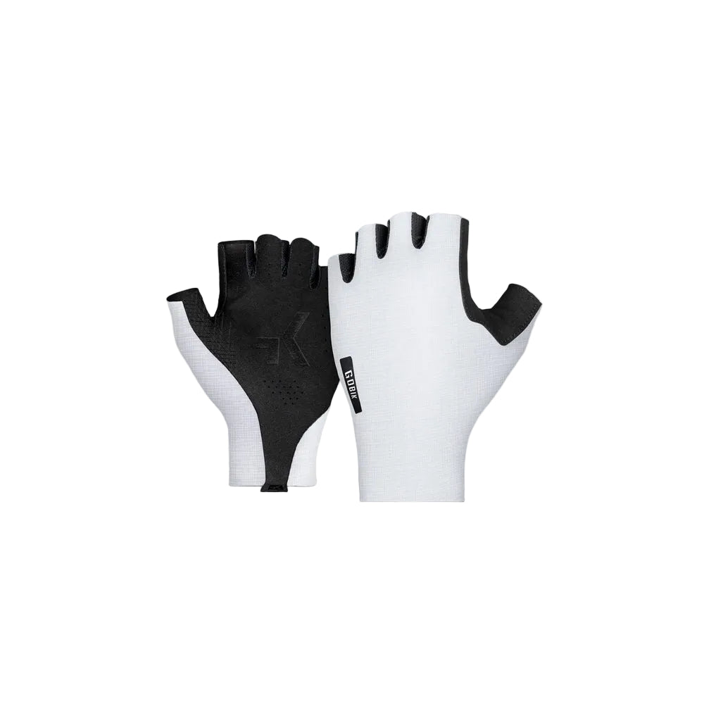 Gobik Mamba 2.0 fingerless cycling gloves in white with black palm grips