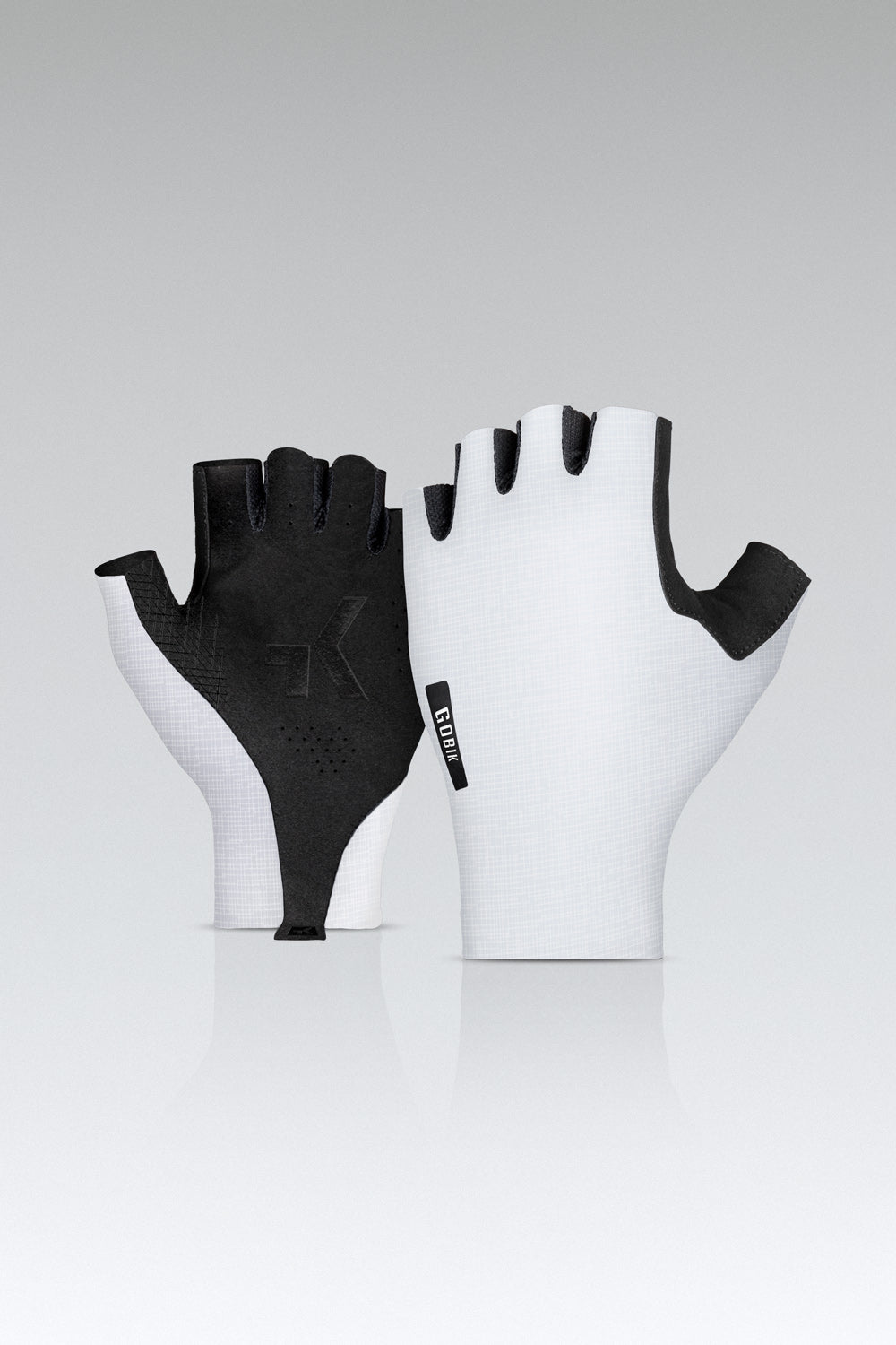 Gobik Mamba 2.0 cycling gloves in white with black palm and fingertips