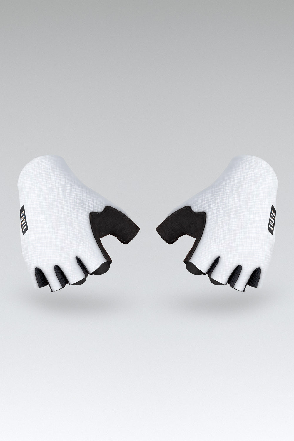 White Gobik Mamba 2.0 cycling gloves with black palm grips and finger details