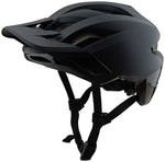 Troy Lee Designs Flowline SE stealth black helmet, rear side view with retention system visible