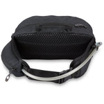 Black Dakine Hot Laps 5L fanny pack with mesh interior and adjustable strap