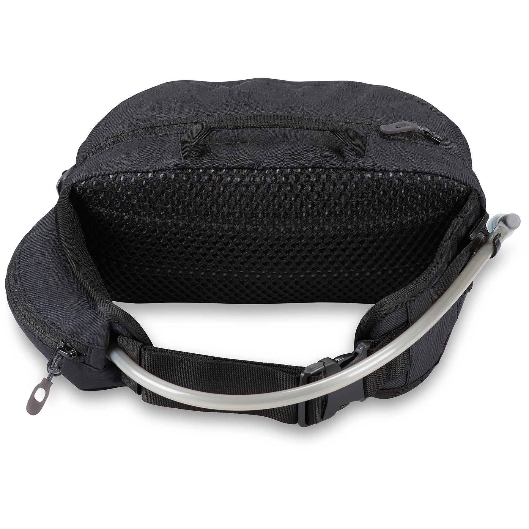 Black Dakine Hot Laps 5L fanny pack with mesh interior and adjustable strap
