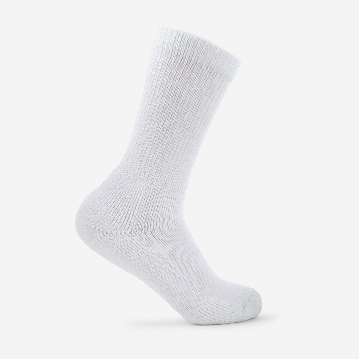Thorlos Women's Fitness Moderate Cushion Crew sock in white, crew height, side view