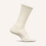 Feetures High Performance Max Cushion Crew sock in off-white cream color, side view