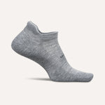 Feetures grey athletic no-show sock with cushioned sole and seamless construction