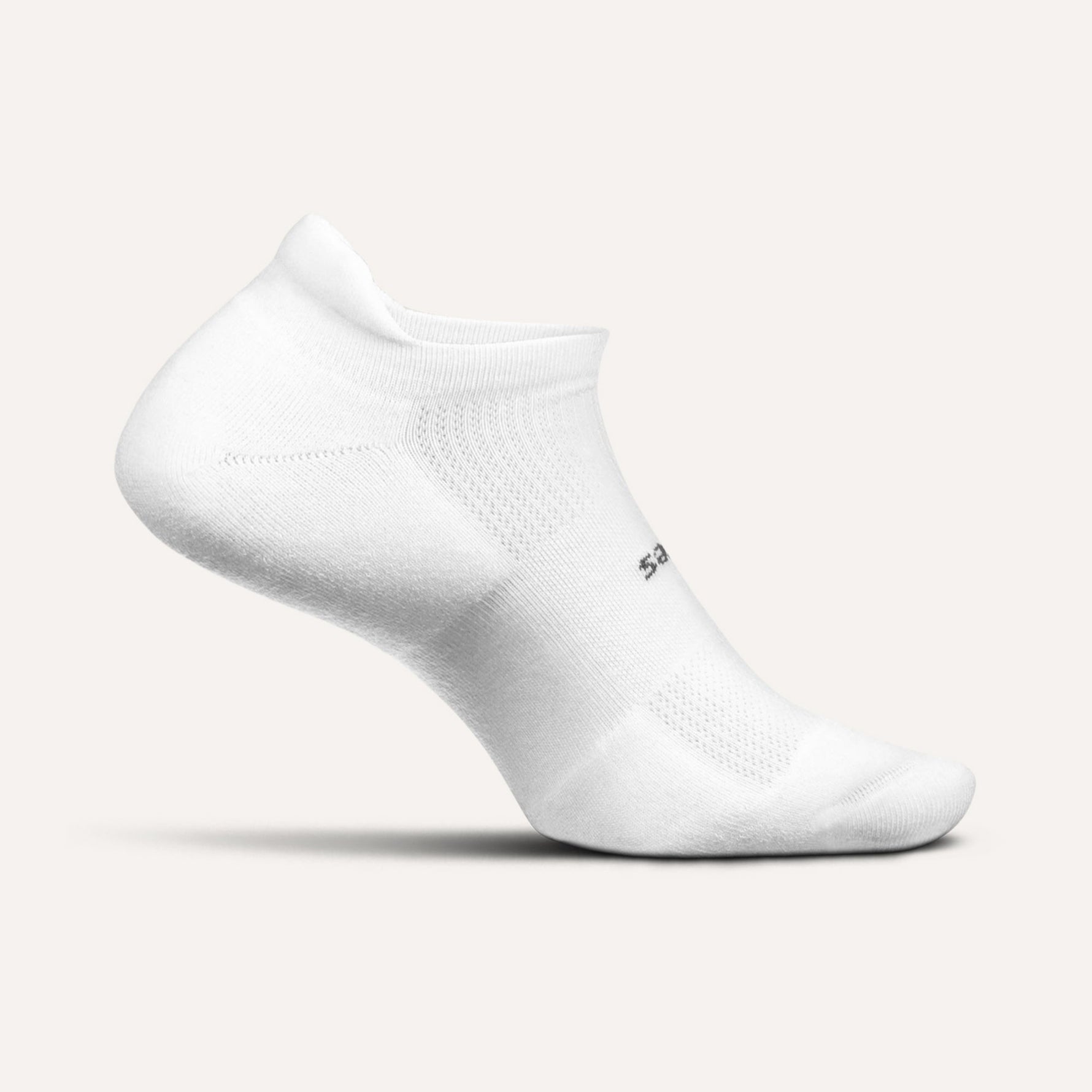 White Feetures High Performance Max Cushion Tab ankle sock with ventilation mesh