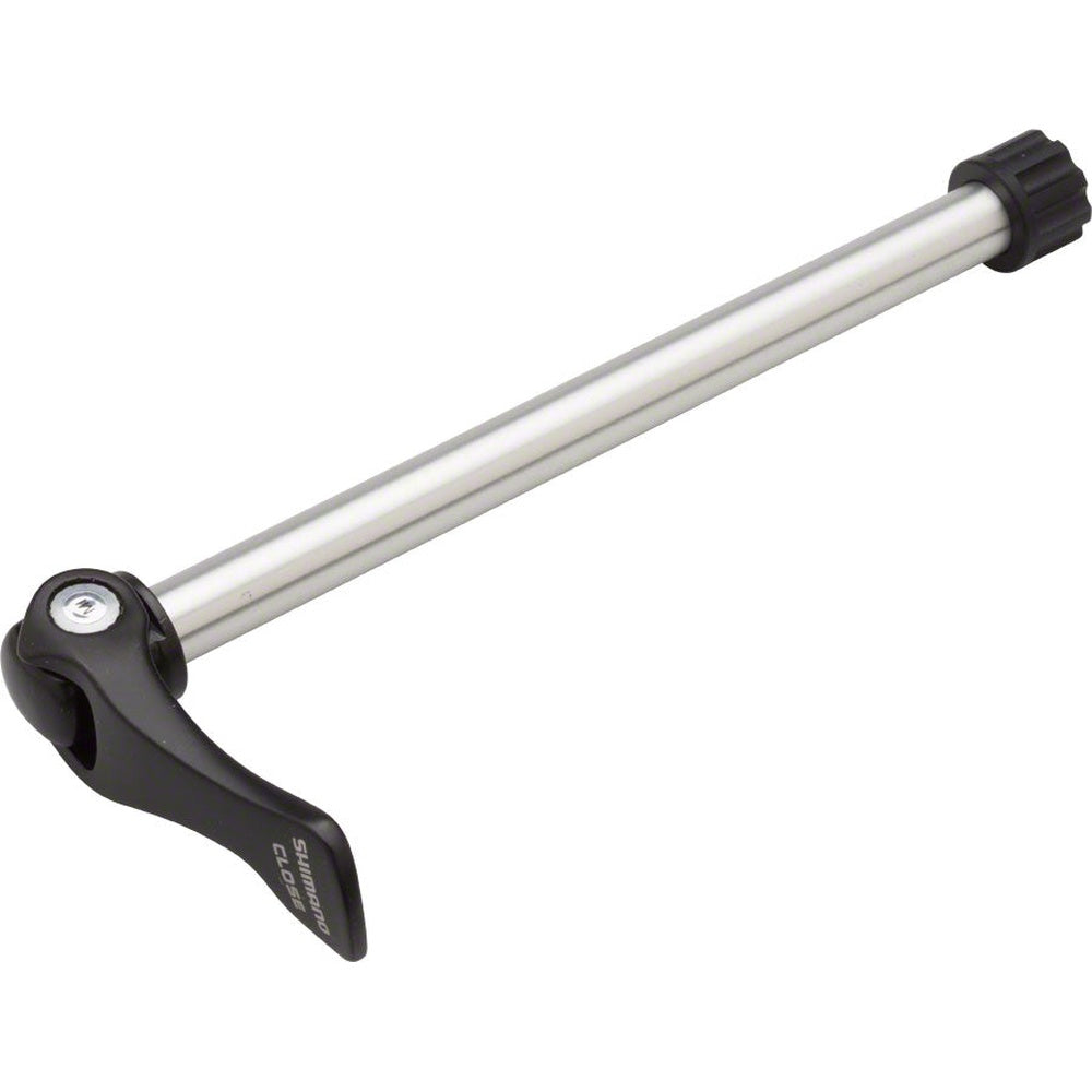 Shimano E-thru axle SM-AX56 with silver shaft and black lever and cap