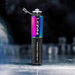 Lezyne Pocket Drive Pro HV black bike pump with rainbow iridescent finish